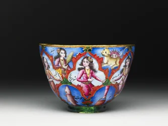 Lidded Bowl, Saucer and Spoon with Astrological Decoration