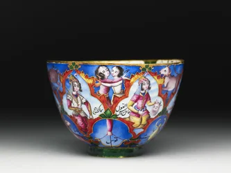 Lidded Bowl, Saucer and Spoon with Astrological Decoration
