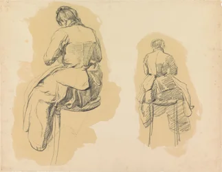 Two Studies of a Woman, Sitting on a Stool, Seen from the Back