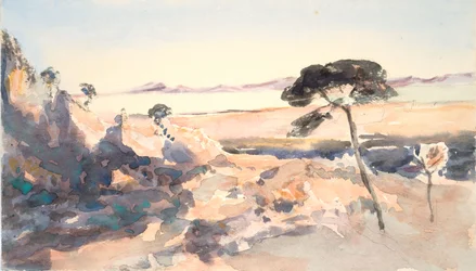 Landscape: Tree with Pink Mountains