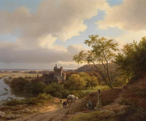 A Castle between Trees by a River