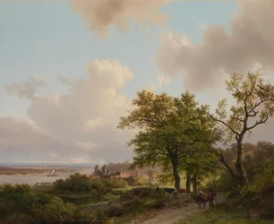 A Town on a River Seen from a Height
