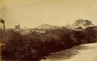 Athens - Temple of Zeus Olympios and Acropolis from the East