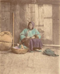 Chinese Woman Sitting with Basket, 1870s