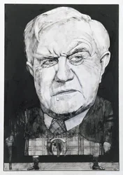 Portrait of Andrew Cruickshank, illustration for The Sunday Times