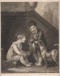 Two Children with Dogs