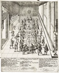 Festive meal on the occasion of the pledge of allegiance received by Ferdinand IV, King of the Romans, King of Hungary, and King of Bohemia on 5 September 1651 in Vienna