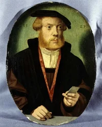 Portrait of a Young Man Wearing a Fur Lined Cape