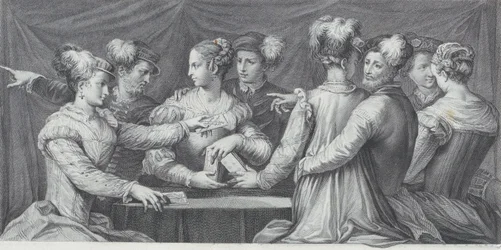 A Group of Elegantly Dressed People Playing Cards