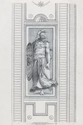 Plate 15: Mythological Figure Wearing a Helmet and Holding a Shield