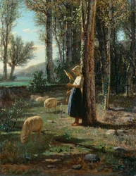 Shepherdess with Flock of Sheep