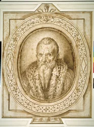 Self portrait in old age, with simulated enframement