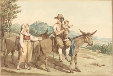 A Peasant Family and Two Donkeys