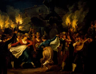 Dancers, Detail from Nocturnal Dance in the Piazza Barberini in Rome After the Harvest
