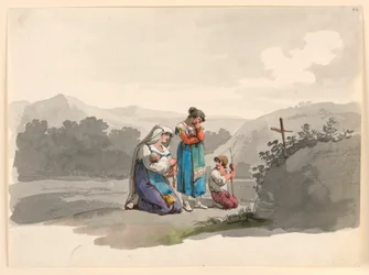 Woman with a Baby Praying Before the Cross Marking the Place Where Her Husband was Killed, 1807–08