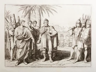 Gaius Popillius being sent as ambassador before King Antiochus IV of Syria