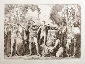 Hamilcar Barca makes his son Hannibal swear eternal hatred of the Romans