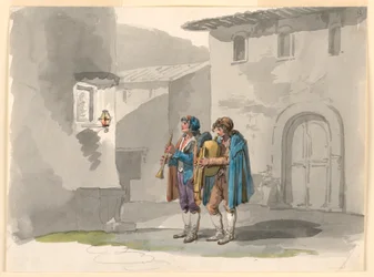 "Pifferari," Two Pipers from the Abruzzi in Rome
