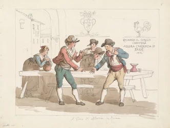 Playing the Game Morra in a Roman Osteria, illustration for Roman Costumes and Customs