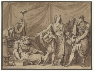 Queen Tranquilla Being Shown the Corpse of Her Husband Tarquin, illustration for Charles Rollin