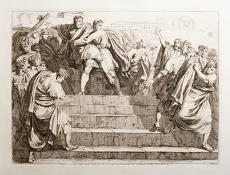 Tarquinius Superbus Throws Servius Tullius Down the Stairs of the Capitol