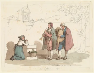 The Bagpiper and Piper in Rome, illustration for Roman Costumes and Customs