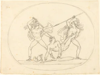 Two Ancient Warriors Fighting over a Dead Comrade