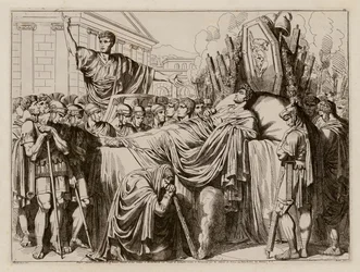 Valerius delivering the eulogy at the funeral of Brutus, 509 BC