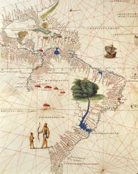 Africa, Europe and Part of Americas: Central America and Brazil, from Atlas of the World in Thirty-Three Maps, by Battista Agnese