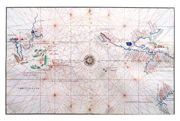 Navigation Chart Showing China, Ceylon and the Philippines and the Tropics of Cancer and Capricorn, c.1540
