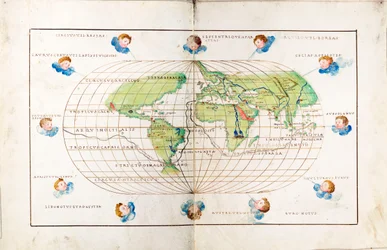 Oval Planisphere of the World Showing Magellan
