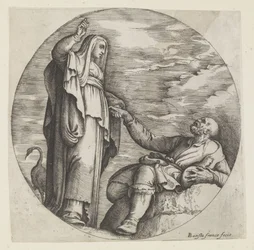 Religion Comforting a Poor Old Man