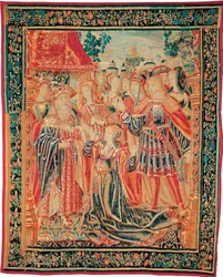 Trojan War: Cassandra Seeking Forgiveness from Paris Intervenes with Her Father Priam, King of Troy