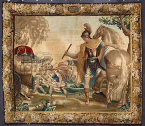 King Alexander the Great Burning Baggage (Tapestry, 16th century, Brussels)