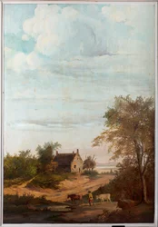 Second Back Room at the Back, Meeting Room, Murals with Rural Scenes in Classical Style, Probably from Around 1810, Scene 7