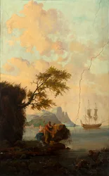 Second back room, meeting room, murals with rural scenes in classical style, around 1810, scene 5