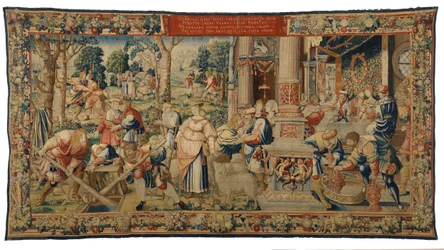 Tapestry, Story of Laban, Jacob and Rachel, Genesis XXIX, Made in Brussels, Belgium, c.1530