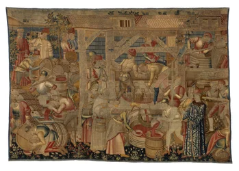 Tapestry Depicting the Wine Pressers, from Tournai, c.1460-70