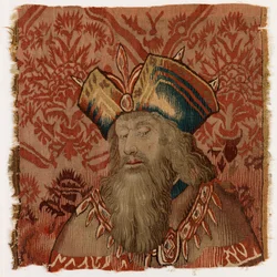 Tapestry Panel Depicting the Head of a Priest or King, Made Possibly in Tournai, Belgium, Possibly Early 16th Century