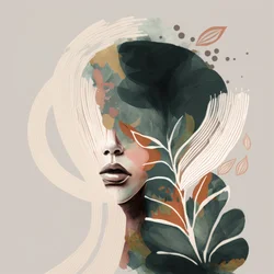 Woman Portrait with Floral Elements