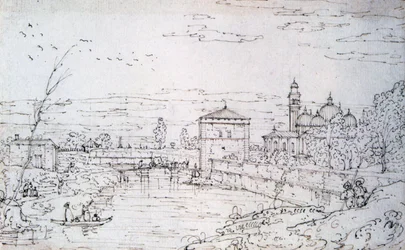 View of Padua with the Porta Pontecorvo and the Church of Santa Maria Giustina