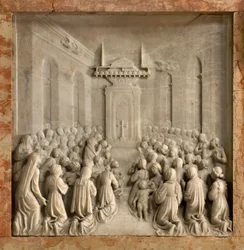 Crypt, Ark of Saints Marcellinus and Peter Exorcist, Benedict Briosco 1506-08, Miracle of Doves