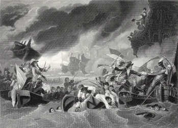 Battle of La Hogue, engraved by W. French