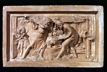 Men Working at an Anvil, plaque