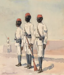 Sergeant and two Other Ranks from the 10th Sudanese Battalion, c.1889