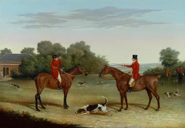 The Master with Hounds Outside Kennels