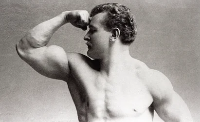 Photographic Portrait in Studio of German Bodybuilder Eugen Sandow