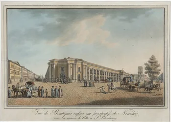 Nevsky Prospekt near the Great Gostiny Dvor and City Duma in Saint Petersburg