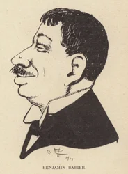 Caricature self-portrait of French cartoonist and illustrator Benjamin Rabier