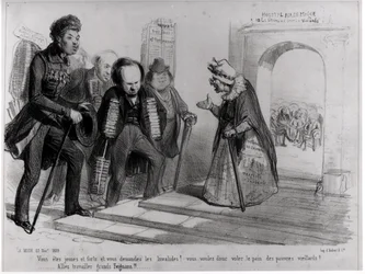 Dumas, Hugo and Balzac Seeking Their Admission to the French Academy, illustration from 